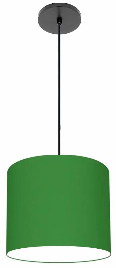 Luminária Pendente Vivare Free Lux Md-4107 Cúpula em Tecido - Verde-Folha - Canola preta e fio preto