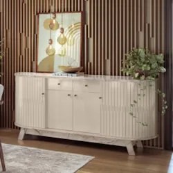 Balcão Buffet para Sala de Jantar 183cm Mônica Z10 Calacata/Off White