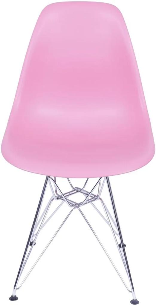 Cadeira Ór Design Eames Or Design Polipropileno base em metal Rosa