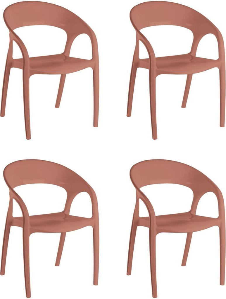 4 Cadeiras Glass Plus Terracota Solido De Plástico UZ Kappesberg Marrom
