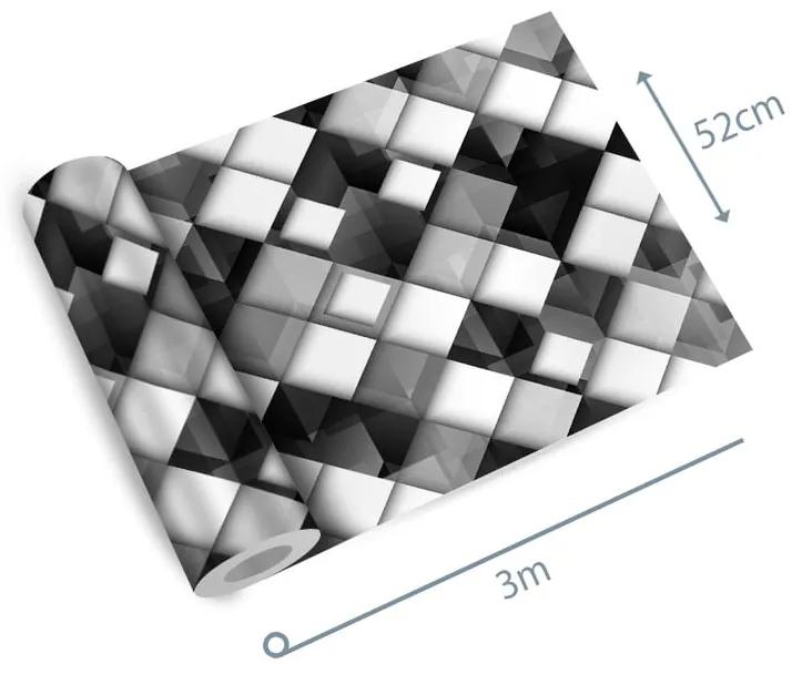 Papel de Parede Geométrico Preto e Branco 0.52m x 3.00m