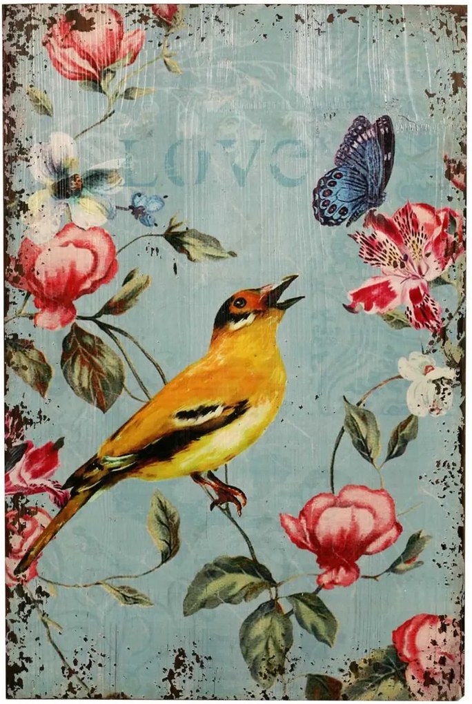 Placa Decorativa de Madeira Bird