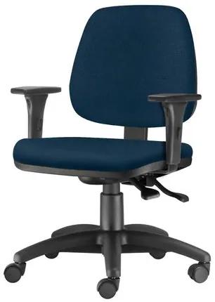 Cadeira Job com Bracos Assento Courino Azul Escuro Base Nylon Arcada - 54615 Sun House