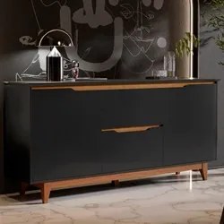 Buffet Aparador para Sala de Jantar 163cm Flow Preto - EJ Móveis