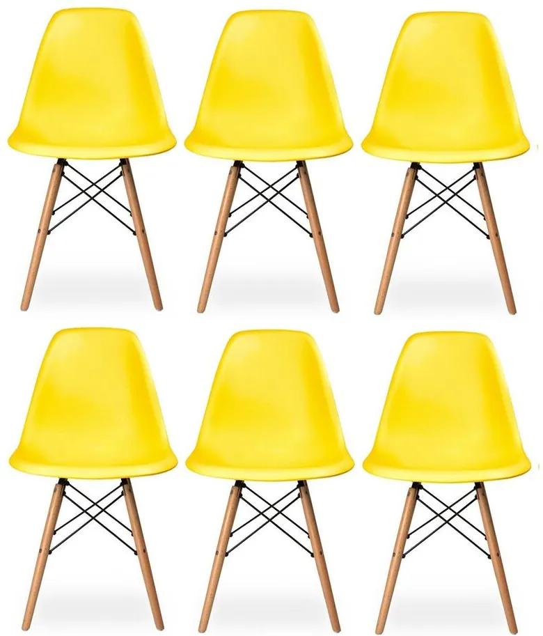 Conjunto 6 Cadeiras Eiffel Eames DSW Amarela