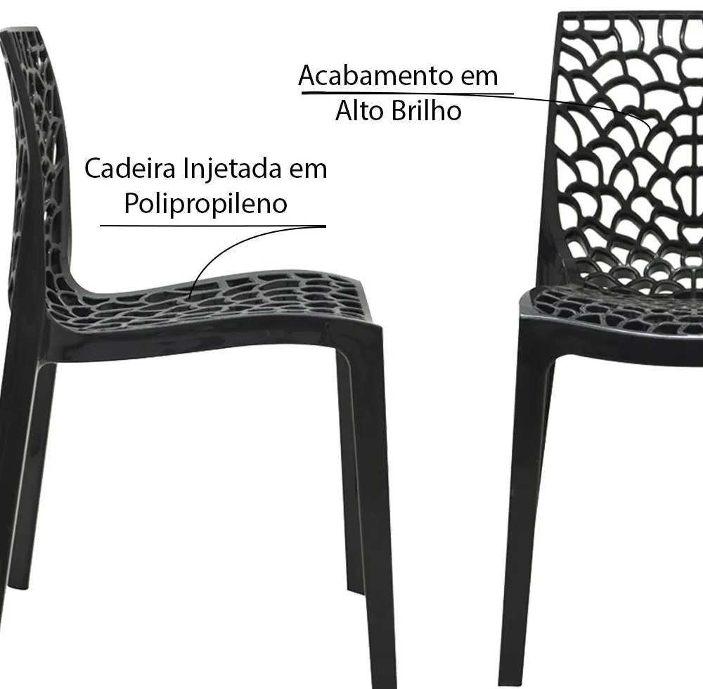 Kit 3 Cadeiras Decorativas Sala e Cozinha Cruzzer (PP) Preta G56 - Gran Belo