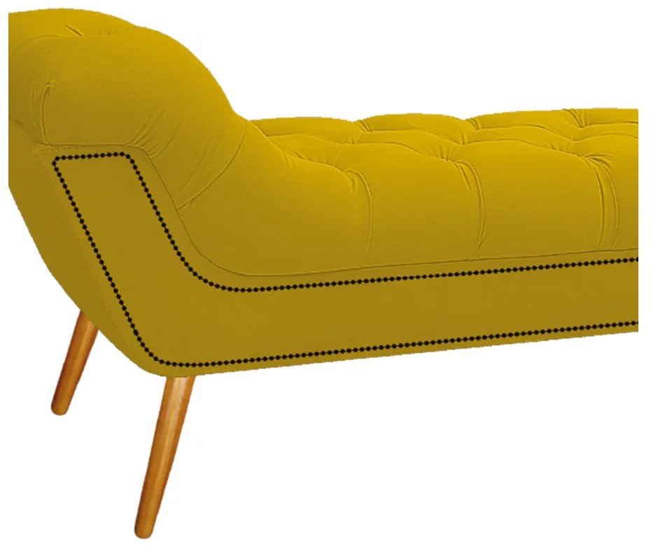 Calçadeira Estofada Veneza 195 cm King Size Suede Amarelo - ADJ Decor