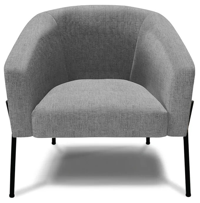 Poltrona Decorativa Pé de Ferro Preto Stella Suede Linho D03 - D'Rossi - A26 Grafite