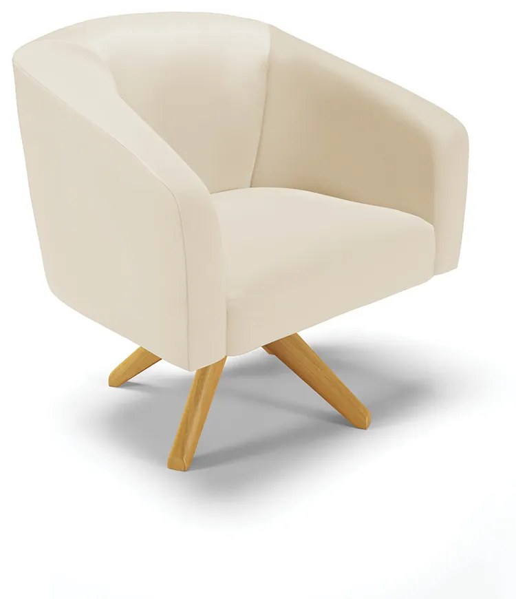 Poltrona Decorativa Giratória MA30 Stella Sintético D03 - D'Rossi - Bege