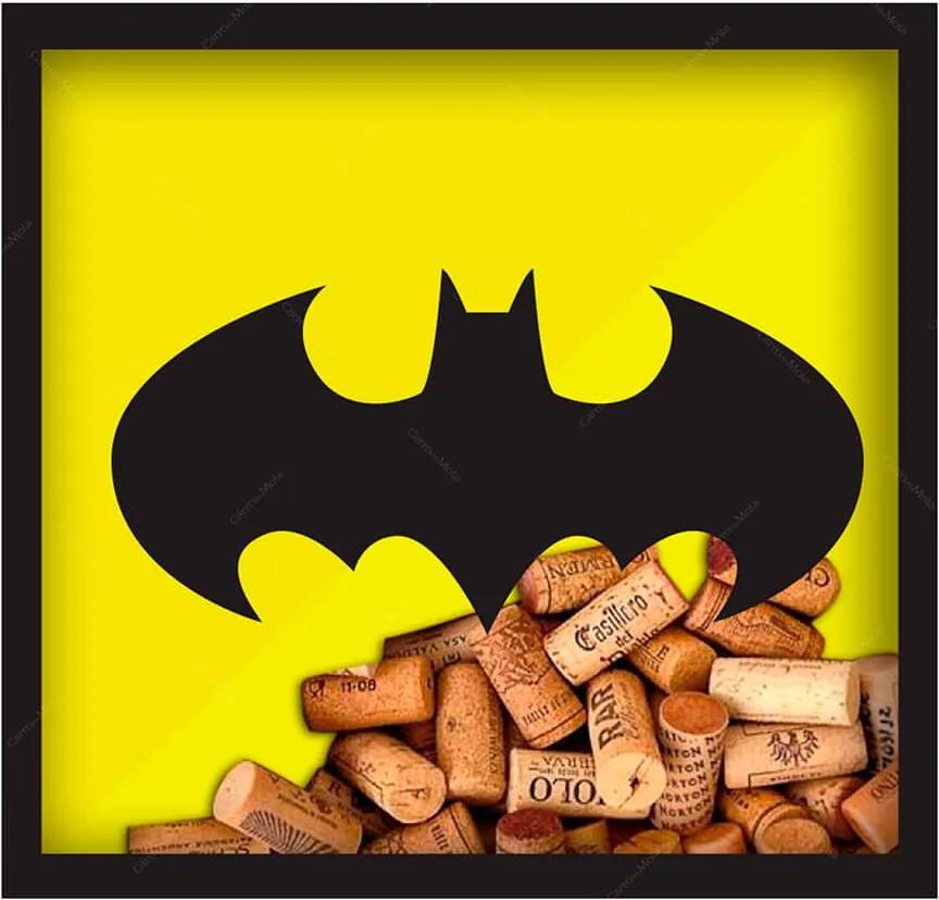 Quadro Rolha DC Comics Batman Logo Amarelo e Preto em Madeira - Urban