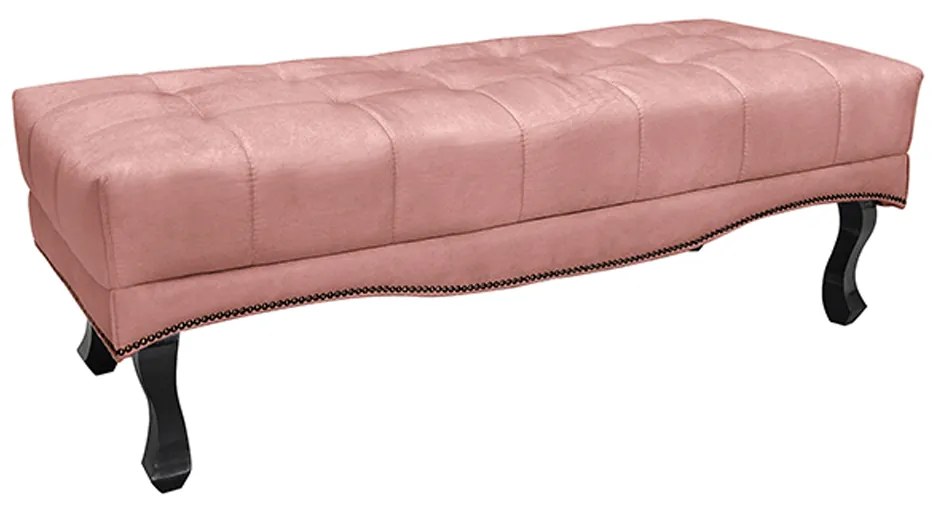 Recamier Decorativo 140cm Loewe Veludo Pés de Madeira Rosa G63 - Gran Belo