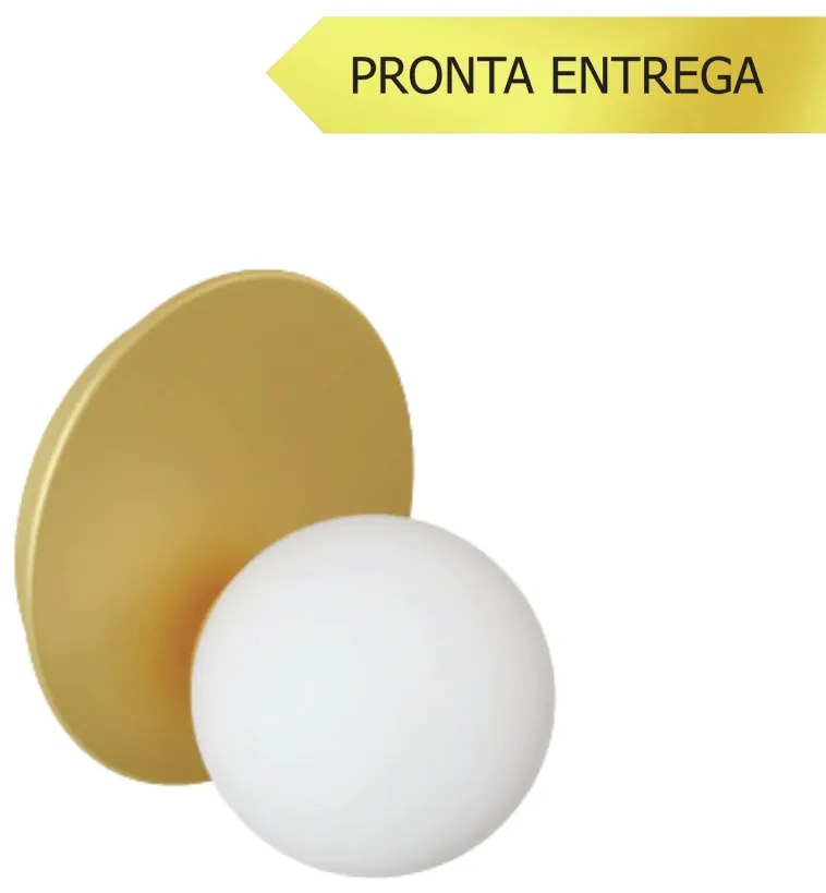 Arandela Flat Ball Ø15X12,5Cm Aluminio E Globo Ø10Cm 01Xg9 - Qimporta... (BRANCO)