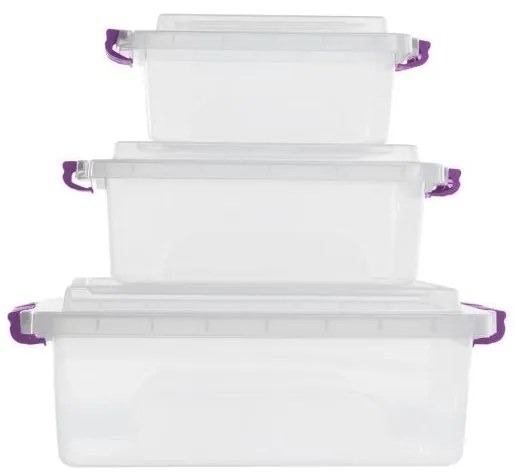 Kit Caixas Organizadoras com Travas 3 Peças