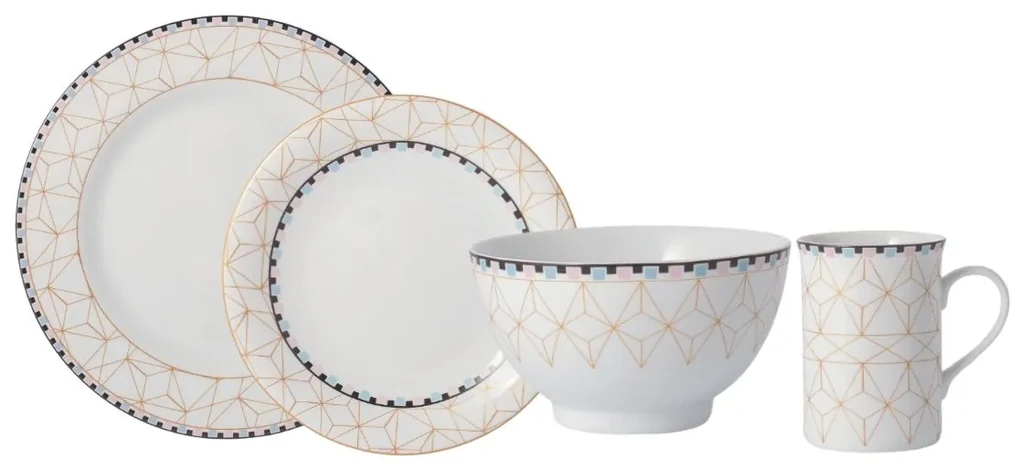 Aparelho de Jantar Chá e Café 42 Peças Porcelana Schmidt - Dec. Búzios 2406  - SCHMIDT