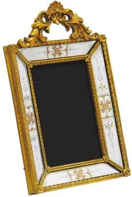 Porta Retrato Revestido em Resina Dourada - 26x16cm