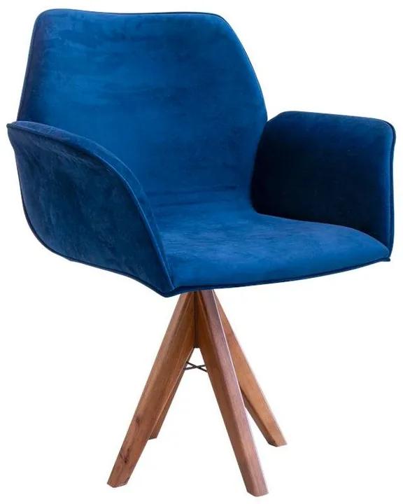 Cadeira de Jantar Charlotte Castanho Veludo Azul - PTE 54059