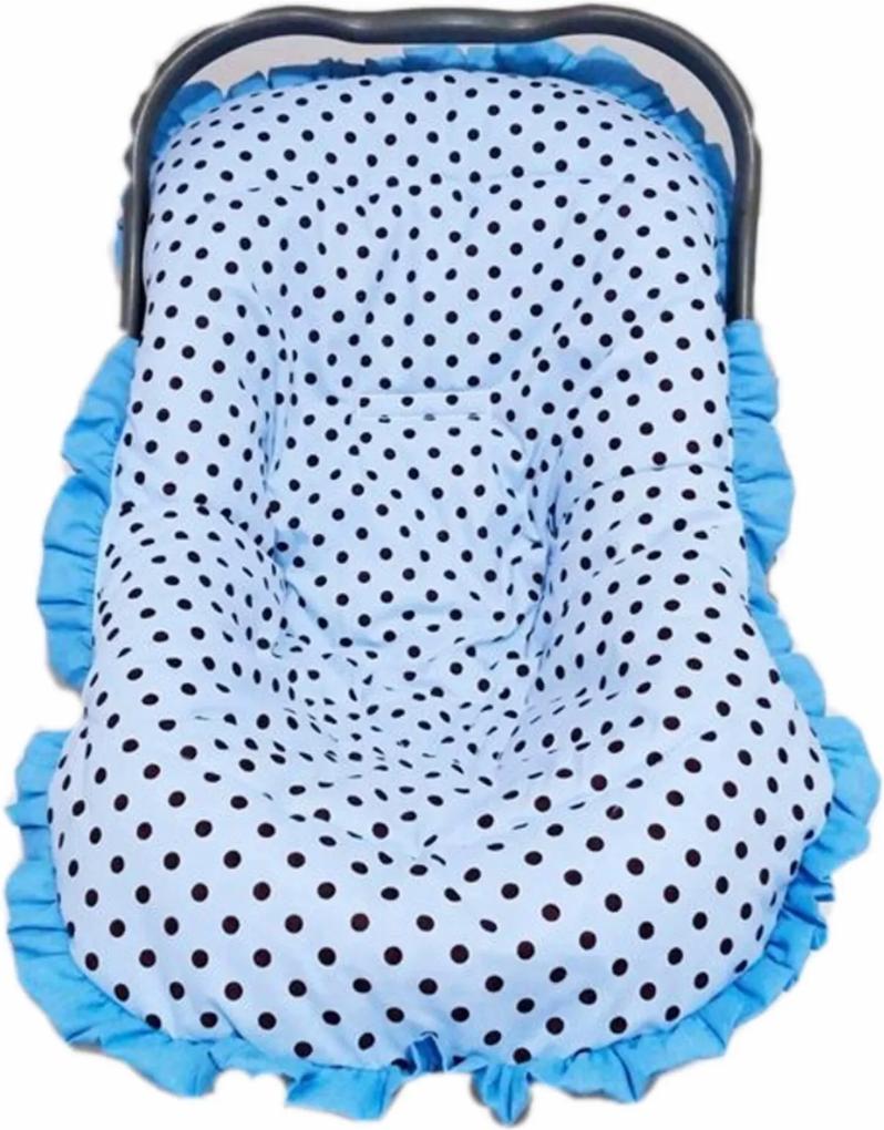 Capa Bebê Conforto Azul Poá Preto I9 baby