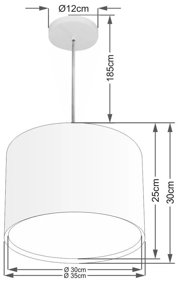 Lustre Pendente Cilíndrico Duplo Vivare Md-4285 Cúpula em Tecido 35x30cm - Bivolt