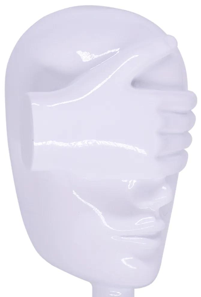 Escultura Decorativa Máscara Cego em Cerâmica Branco 25x15x14 cm - D'Rossi