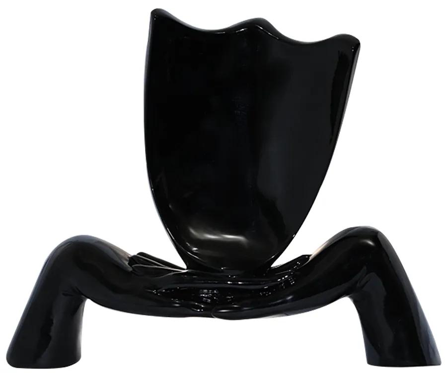 Escultura Decorativa Mascara Descanso Preto Brilho G07 - Gran Belo
