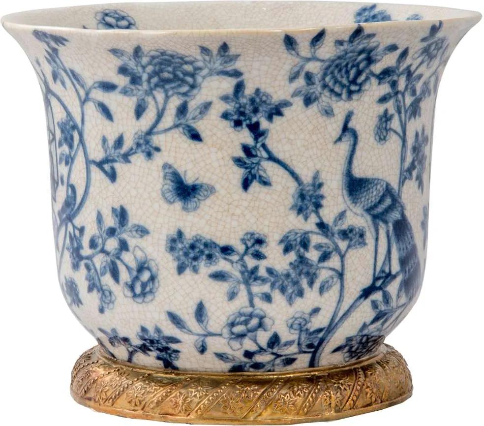 Vaso de Porcelana e Bronze III - Blue White