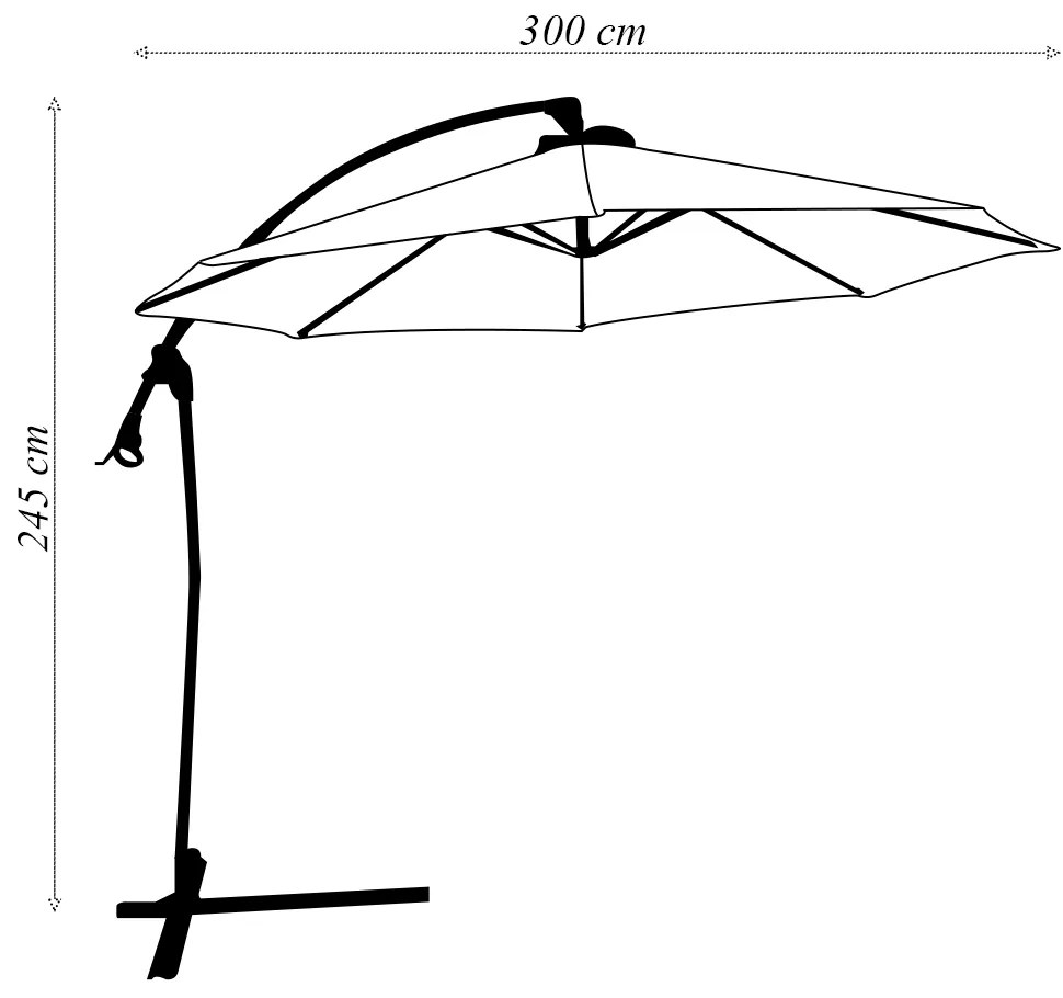 Ombrelone Externo Cobertura Retrátil 300cm Estrutura em Aço Branco G31 - Gran Belo