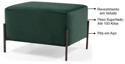 Puff Decorativo 60cm Base Aço Status C-303 Veludo Verde Musgo- Domi