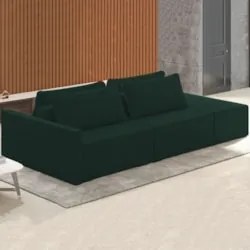 Sofá Ilha Modular com Puff para Sala Living 232cm Georgia Z08 Veludo V