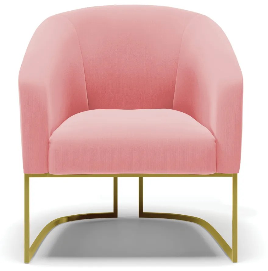 Poltrona Decorativa Industrial Dourado kit 2 Stella Suede D03 - D'Rossi - Rose