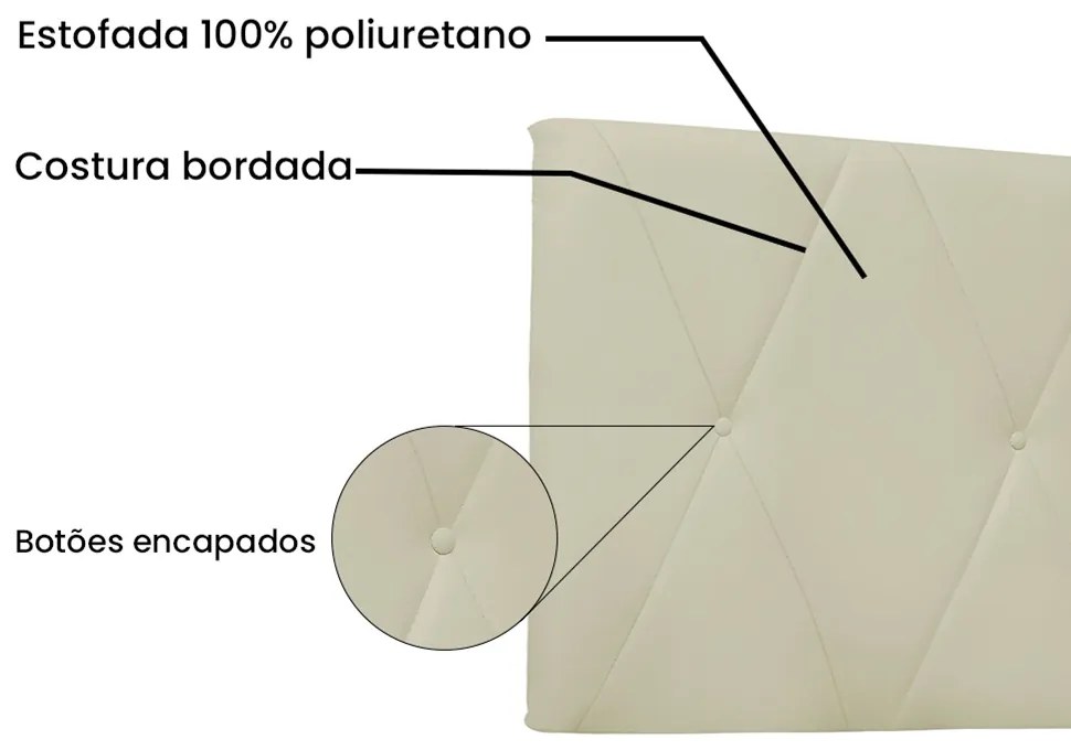 Cabeceira Painel Aquilla Para Cama Box Casal 140 cm Corino - D'Rossi - Bege