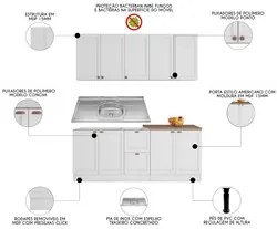 Armário de Cozinha Modulado 4 Peças Com Pia Inox CJ5 Duna P09 Branco -