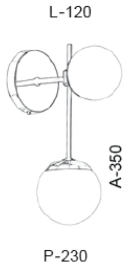 Arandela Com Globinho 23X12X35Cm 2 X G9 Metal E Globo Ø12Cm / Ø10Cm|Ol... (PRETO)
