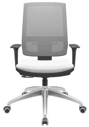 Cadeira Office Brizza Tela Cinza Assento Aero Branco RelaxPlax Base Aluminio 120cm - 63839 Sun House