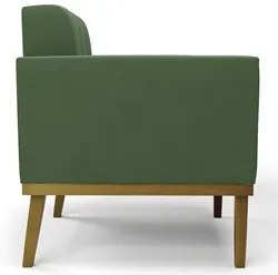 Sofá Namoradeira e 1 Poltrona Base Madeira Castanho Ana Suede Verde -