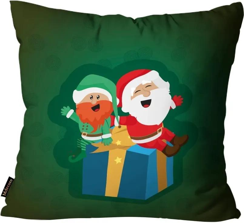 Capa para Almofada Premium Cetim Mdecore Natal Papai Noel Verde45x45cm