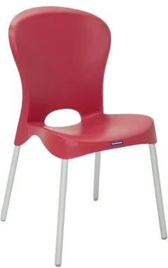 Cadeira Tramontina Jolie Vermelha em Polipropileno com Pernas Anodizadas