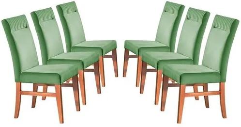 Kit 6 Cadeiras de Jantar Estofada Verde em Veludo Sines