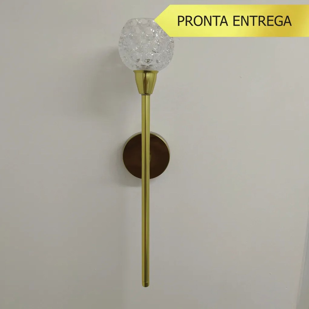 Arandela Amora Long Vidro Cristal Ø8X41Cm Alumínio 1Xg9 - Qimporta Ar2... (CHAMPANHE)