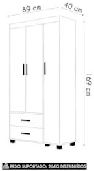Guarda Roupa Infantil 89cm Com 3 Portas Carro Azul Z53      - Mpozenat