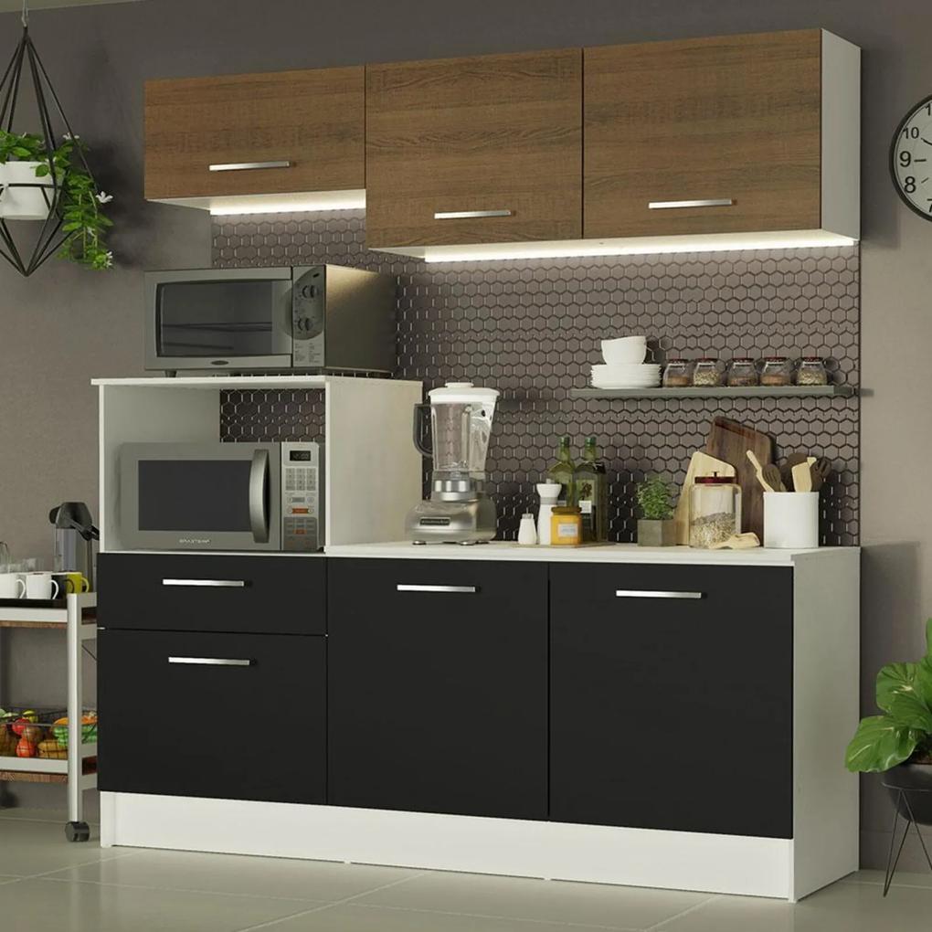 Cozinha Compacta Madesa Onix 180001 com Armário e BalcÁo Branco
