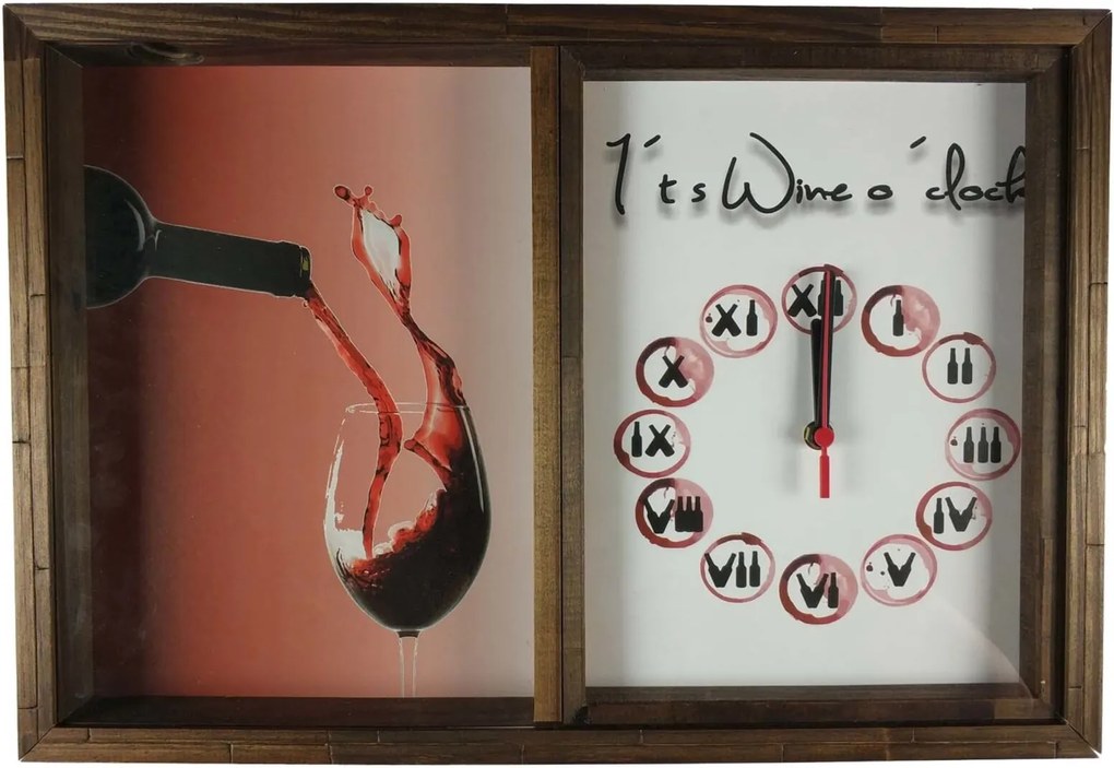 Quadro Relógio Porta Rolhas Vinho Decoração Rustico Art Frame