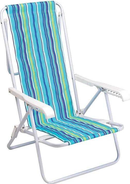 Cadeira Reclinável Verde Água 8 Posições Aço - Mor Verão