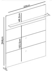 Painel para TV 75 Pol com Rack Bancada 208cm Luna M01 Naturale/Off Whi