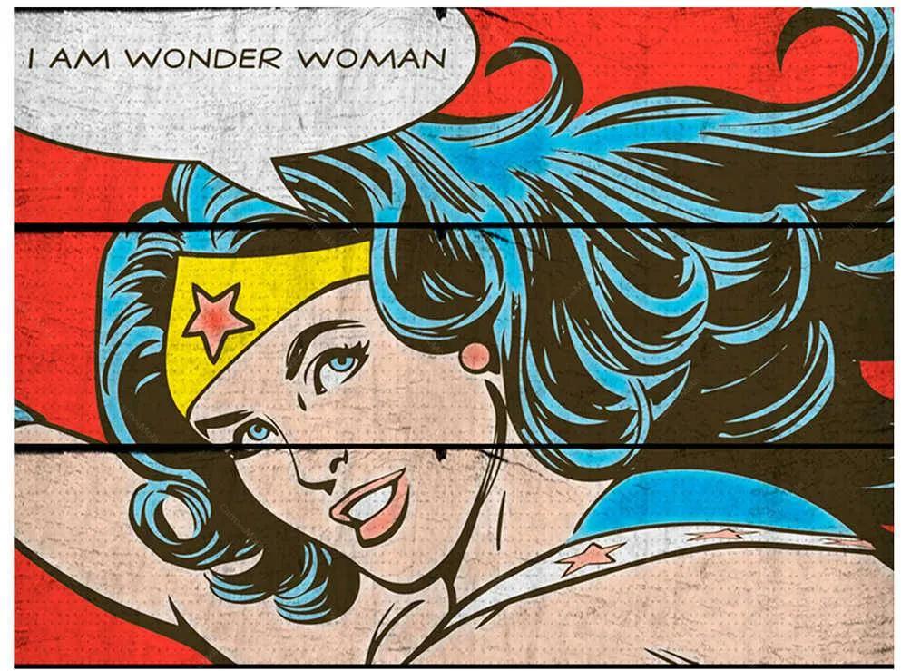 Placa DC Comics Vintage Wonder Woman Vermelho em Madeira - Urban