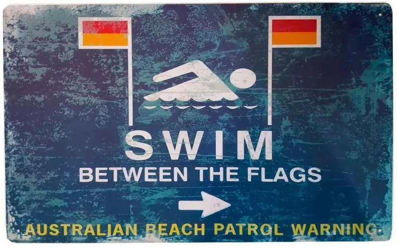 Placa De Metal Swim Between The Flags