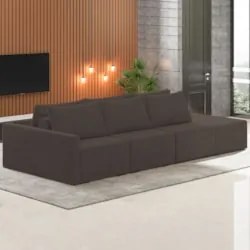 Sofá Ilha Modular com Puff para Sala Living 342cm Georgia Z08 Veludo M