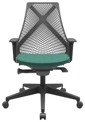 Cadeira Office Bix Tela Preta Assento Poliéster Verde Autocompensador Base Piramidal 95cm - 64022 Sun House
