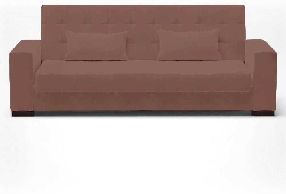 Sofá Cama Casal 3 Lugares 210cm Lisboa Veludo  D03 - D'Rossi - Rose