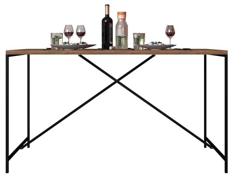 Mesa de Jantar Retangular Steel Quadra 04 Lugares Estilo Industrial Vermont e Preto 136 cm - D'Rossi