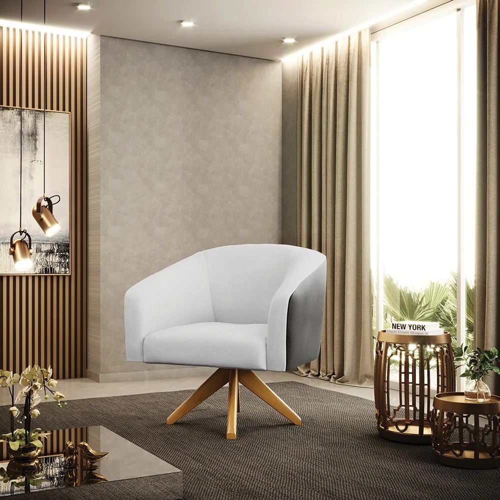 Poltrona Decorativa Giratória MA30 Stella Preto/Linho Cinza D03 - D'Rossi